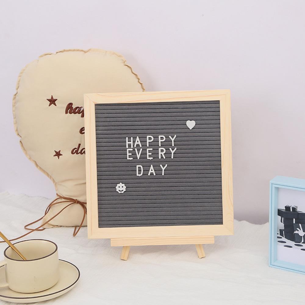 Lavagna Messaggi in Legno 10x10 Pollici con Lettere in Feltro Fai da Te, Simboli Cambiabili, Lavagna Nera, Decorazioni per la Casa