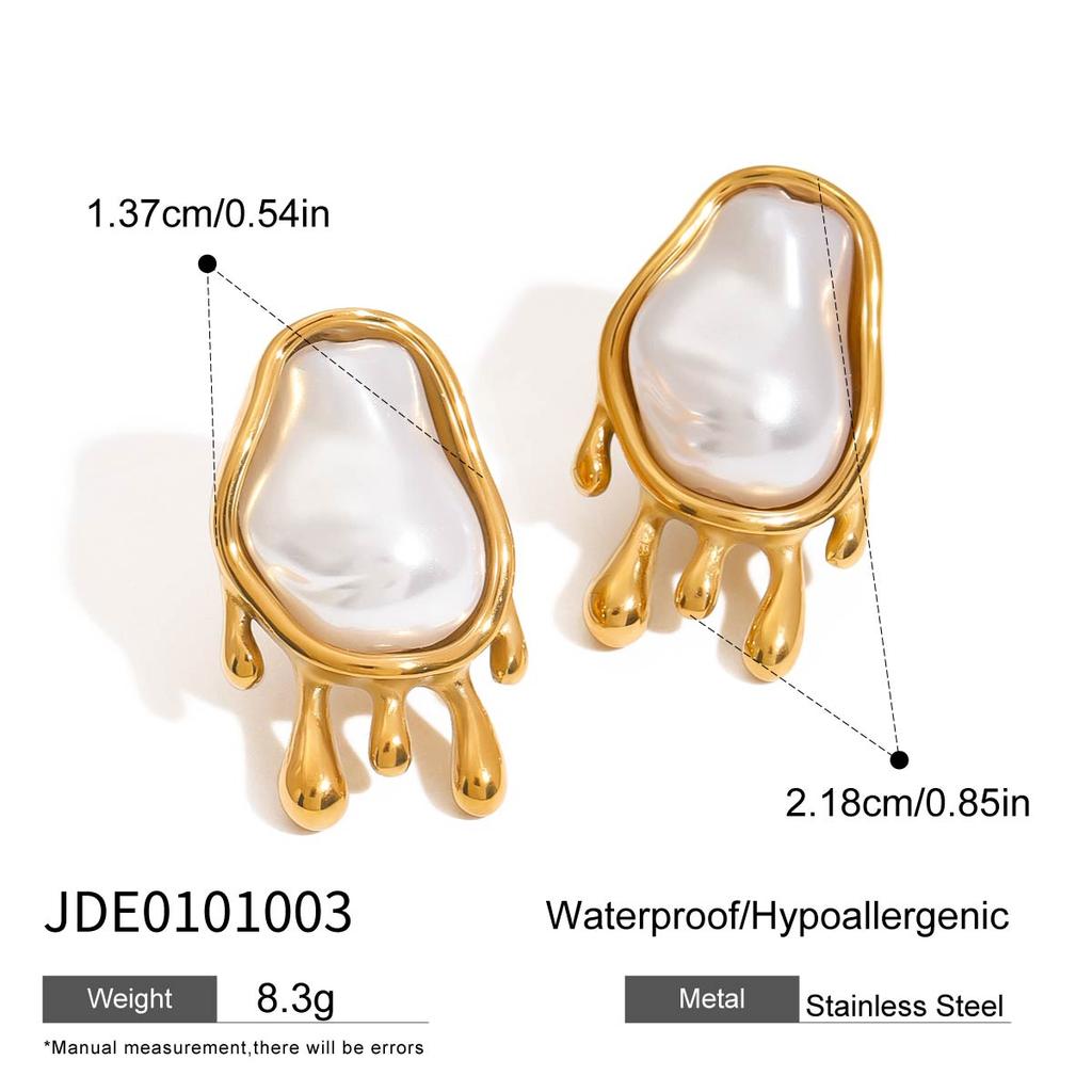 Youthway Elegant Minimalist Stainless Steel Irregular Baroque Imitation Zircon Earrings Necklace Rings Set Women Zircon Gift