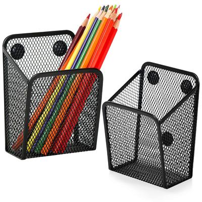 Mesh Magnetic Pencil Holder Metal Stationary Organizer Desktop Stationery Storage Mesh Basket for Refrigerator Locker Office
