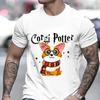 Corgi Potter Funny Dog Men T-Shirt Fashion Dog Lovers Cute Graphic Tees Hip Hop Harajuku Streetwear Oversized Male Clothing