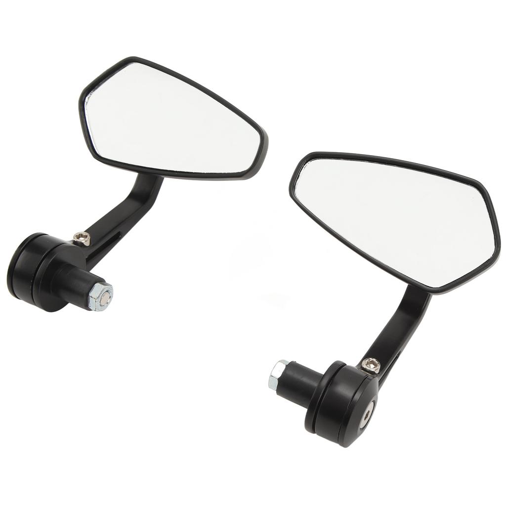 2Pcs Motorcycle Rear View Mirror Black Left And Right Pentagon Shaped Handlebar Side Mirror