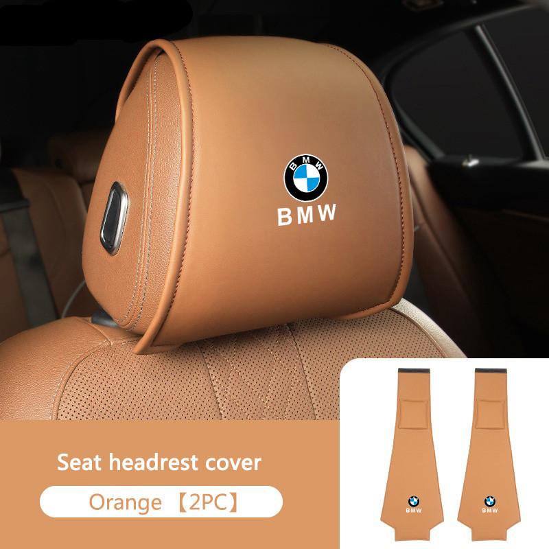 DSJW3 Car Seat Headrest Protective Leather Pillow Cover For BMW X1 X2 X3 X5 X4 X6 X7 G30 G20 G32 G11 G12 F40 F30 F20 F10 F34 Sticker