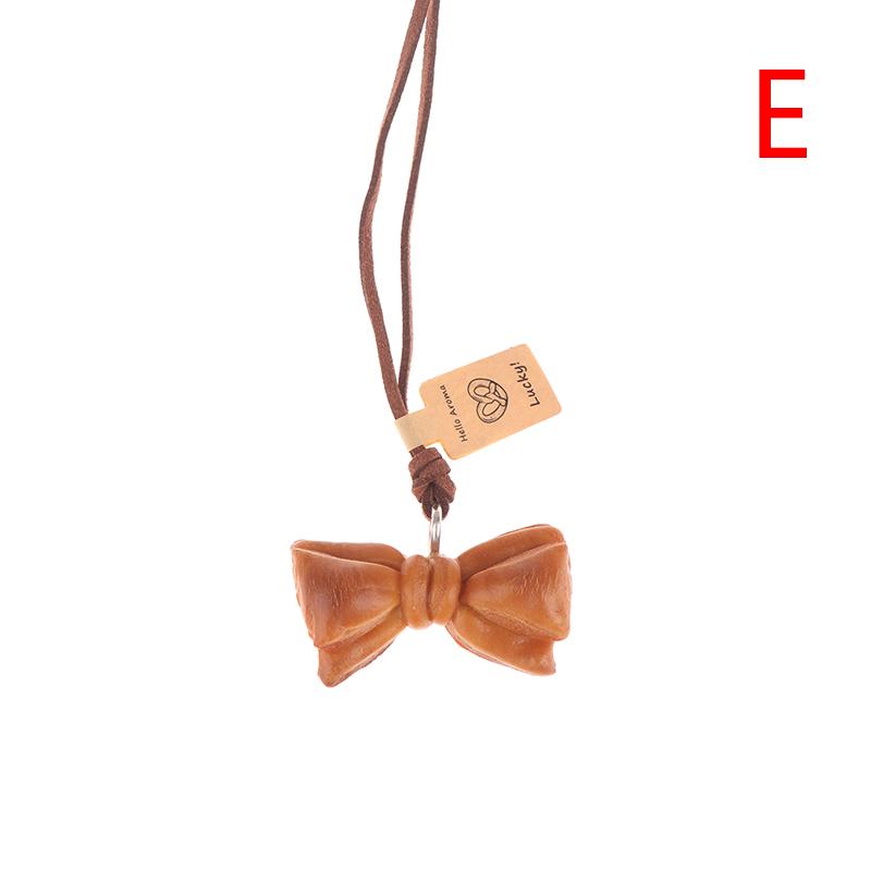 Lovely Bagel Alkaline Bread Pendant Cute Sweater Chain Pretzel Necklace Bag Hanging Car Interior Croissant Bag Accessory