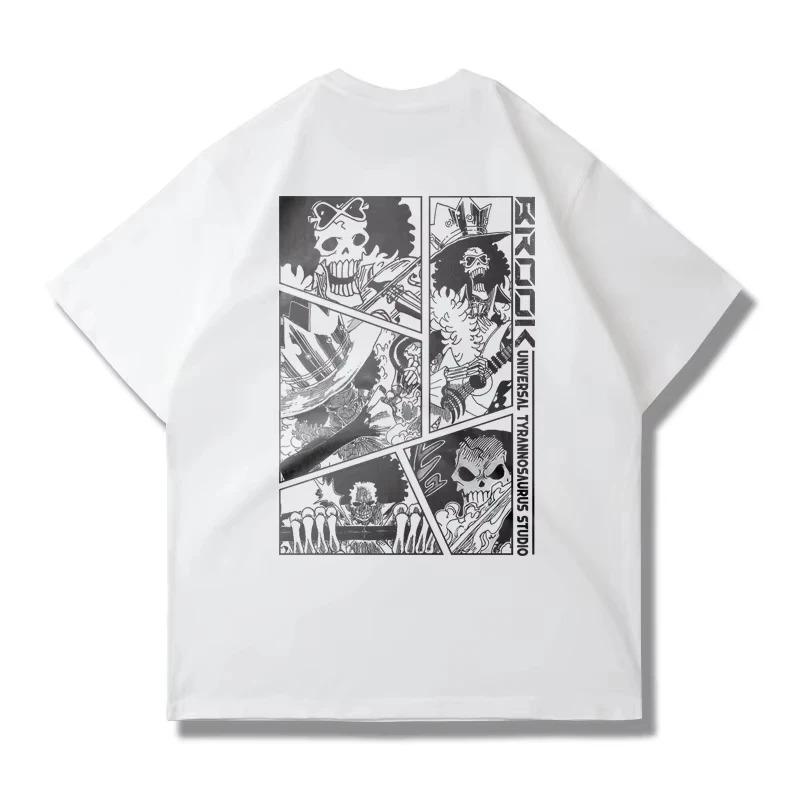 One Piece Portgas D. Ace Manga Split Print Oversized Anime Streetwear Women And Men T-Shirt 4XL