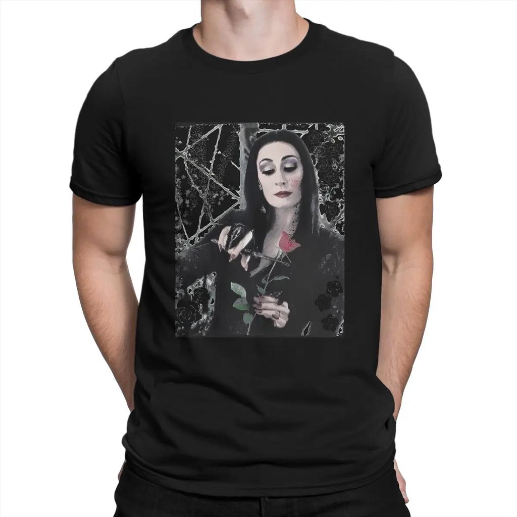 Horror T Shirt Men Pure Cotton Funny T-Shirts Crewneck T-The Addams Family Tee Shirt Short Sleeve Tops New Arrival