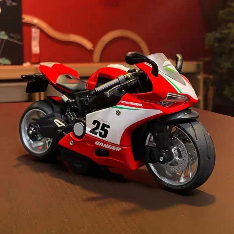Dreamy Alloy Motorcycle Model 1:12 with Sound & Light Effects - Pull-Back Toy for Kids