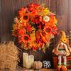 Artificial Wreath with Pumpkin Thanksgiving Wreath for Front Door, Window, Farmhouses, Indoor and Outdoor Decorations