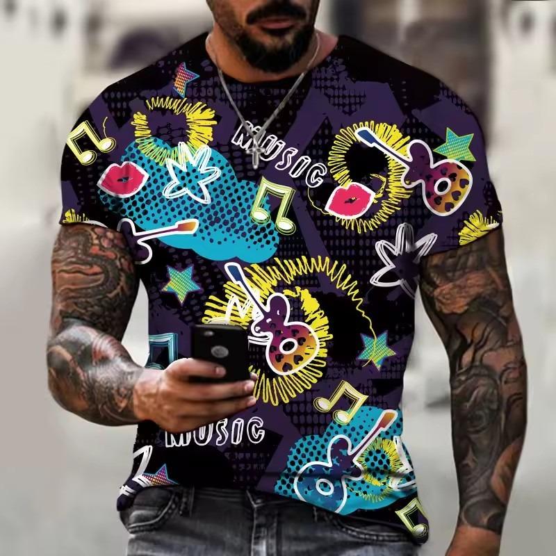 Fun Graffiti Street T-shirt 3D Printed Men's Hip Hop Summer Cool Tee shirt Casual Youth Popular Personality Short Sleeve Top