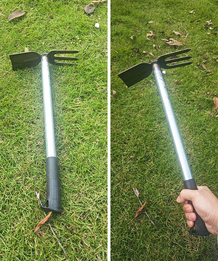 Manganese Steel Multifunctional Gardening Hoe for Weeding, Planting Vegetables & Flowers - Ideal for Outdoor, Dual-Use, Short Handle Farming Tool