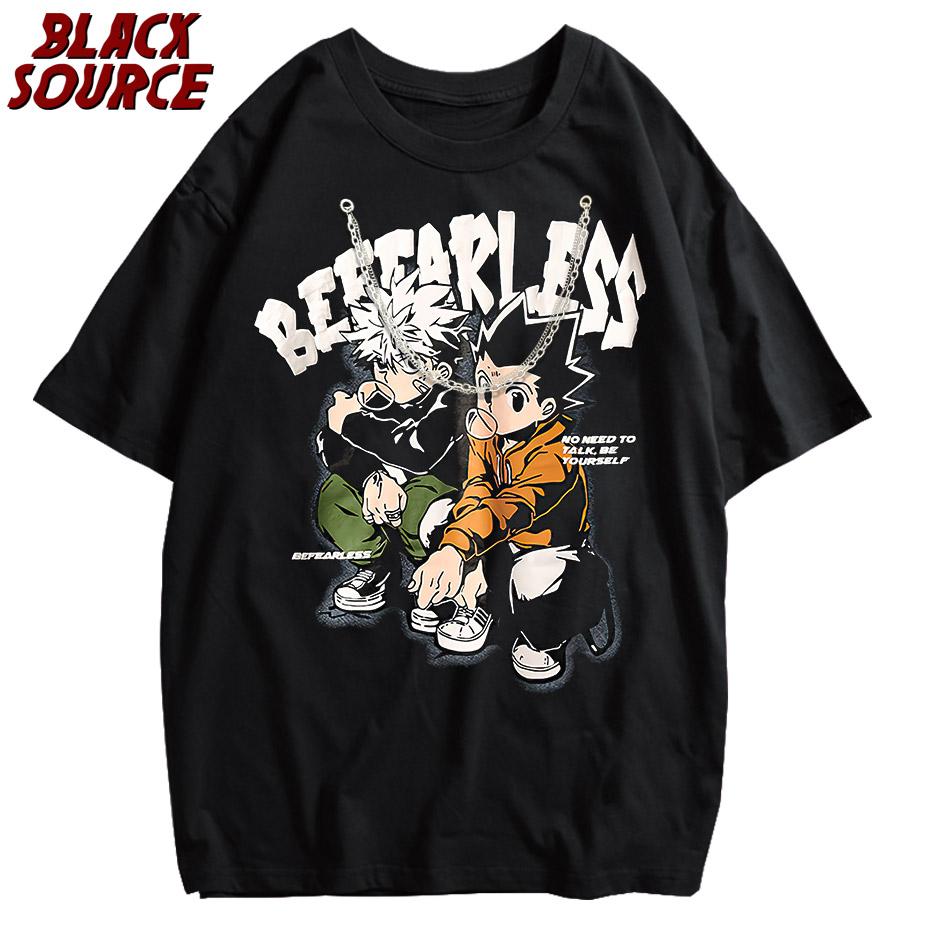 

Hip Hop Streetwear Men Distressed Short Sleeve Japan Anime Graphic Print T Shirt Harajuku Tee T Shirt Cotton Oversized T Shirt M