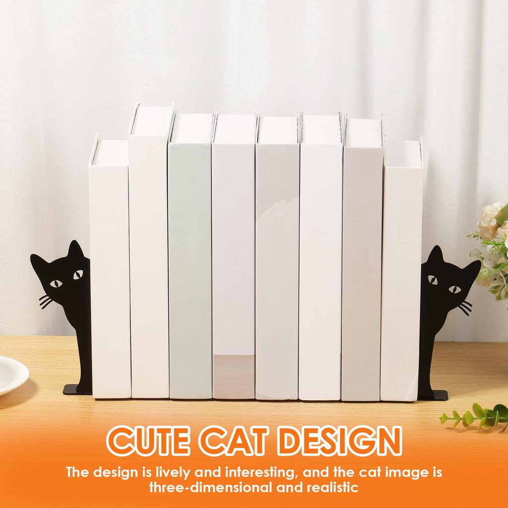 Peeping Cat Metal Bookend Cute Cat Desk Decorative Bookend Bookshelf Decoration for Bookshelf Office Desk Home Present