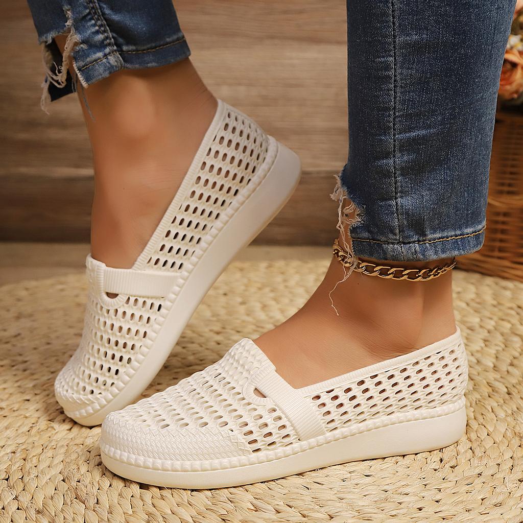 Fashion Women Fashion Flats Shoes Round Head Hollow Sneakers Women  Anti-slip Wear-resistant Loafers Mary Jane Shoes Zapatos De Mujer