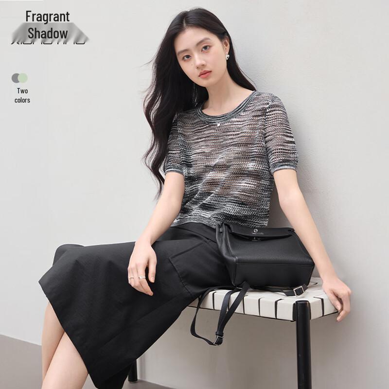 Xiangying Women s Retro Hollow Knit Pullover S