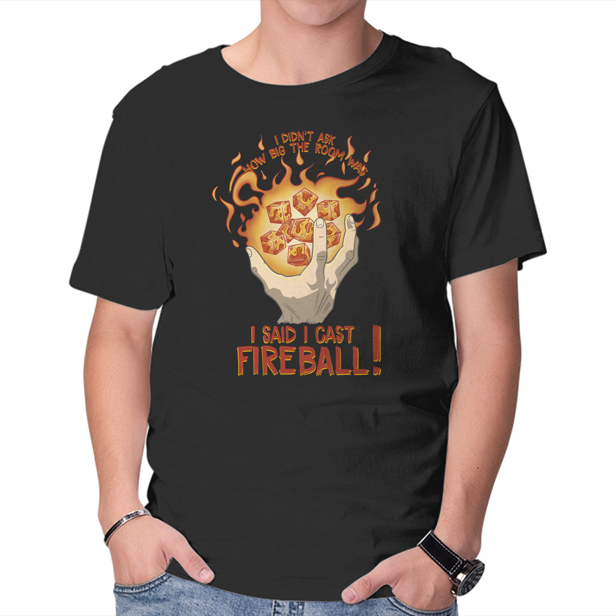 Unisex Crew Neck T-Shirt Cast Fireball Graphic Short Sleeve Casual Tee M