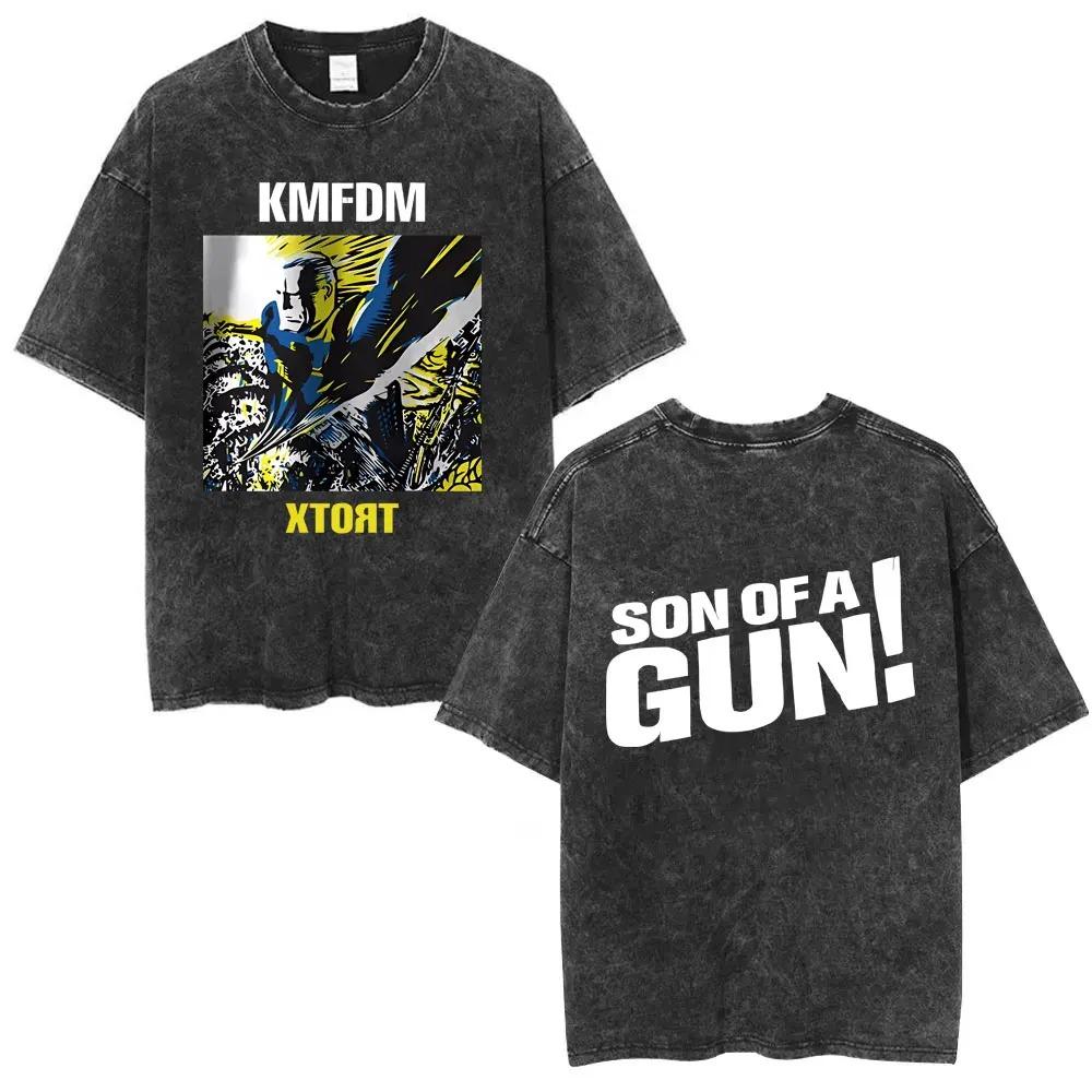 

Rock Band Kmfdm Classic Poster Print Tshirt Unisex Women Retro Gothic Punk Wind Vintage Washed Casual Cotton Oversized Summer Tees S