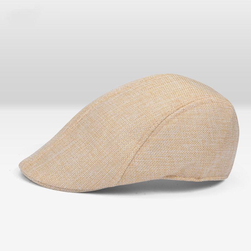 Sun hat summer breathable beret cap cap linen hollow solid color beret forward hat sun protection men and women