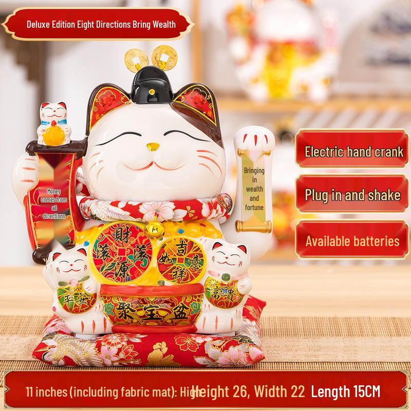 Large Waving Hand Lucky Cat Ornament - Cashier Desk Home Decor Gift