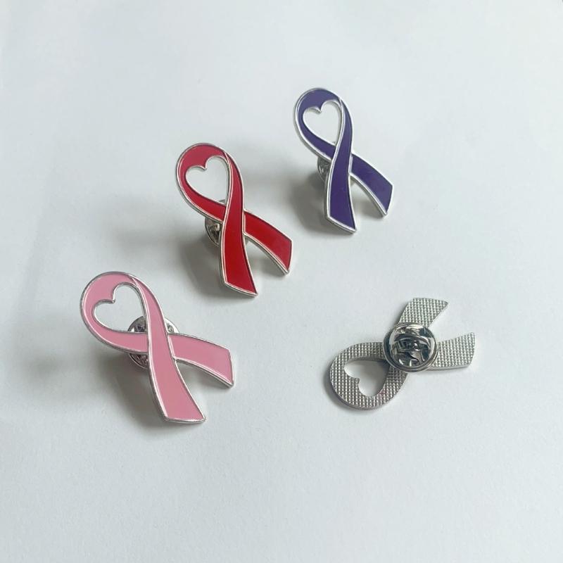 Pink Ribbon Brooch Pins Hope Ribbon Lapel Official Breast Cancers Awareness Lapel Pin for Charity Public Social Event