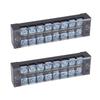 2PCS Dual Row Screw Terminal Strip Fixed High Current Terminal Blocks with Cover 600V 25A 8