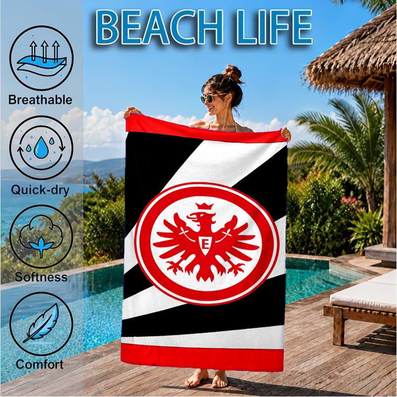 Eintracht Frankfurt Crest Beach Towel, Quick-drying, Easy To Care For, Suitable for Both Fitness and Beach Vacations,Sports Essential