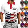 Men's Short Sleeve Polo Shirt Halloween Flag Print Casual Button Down Collar Top Lightweight Breathable Fabric Summer Wear