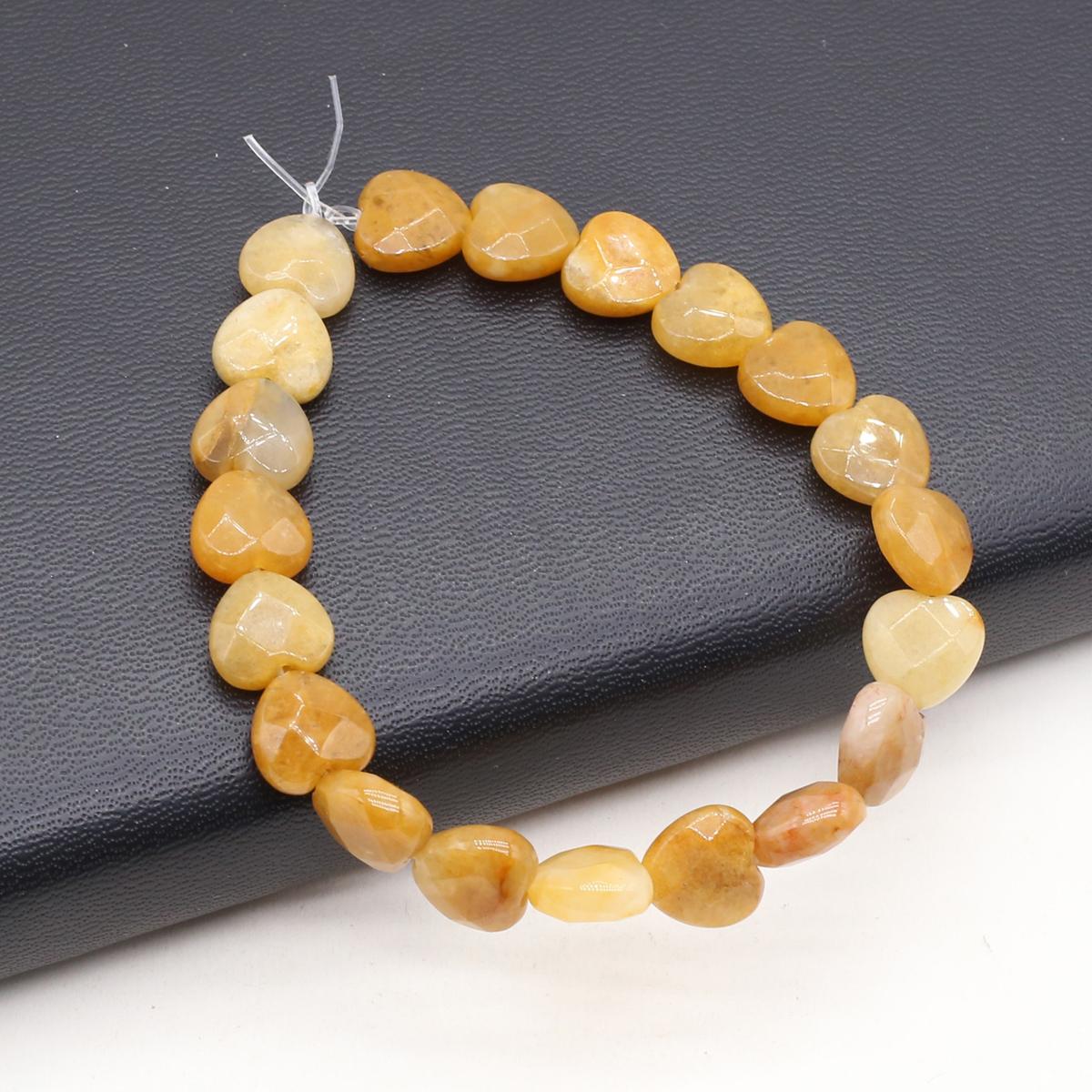 

Бусины из натурального камня бирюза/агаты в форме сердца граненые бусины для изготовления ювелирных изделий DIY ожерелье браслет серьги аксессуар Yellow Jade/10x10mm