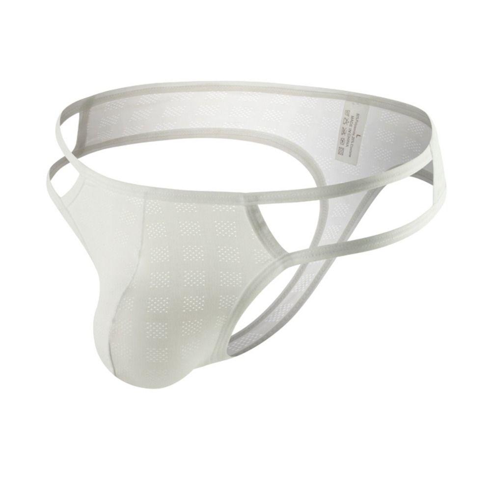 Hollow Men's Thongs Ultra-thin T Back Panties Breathable Mesh Underpants Summer