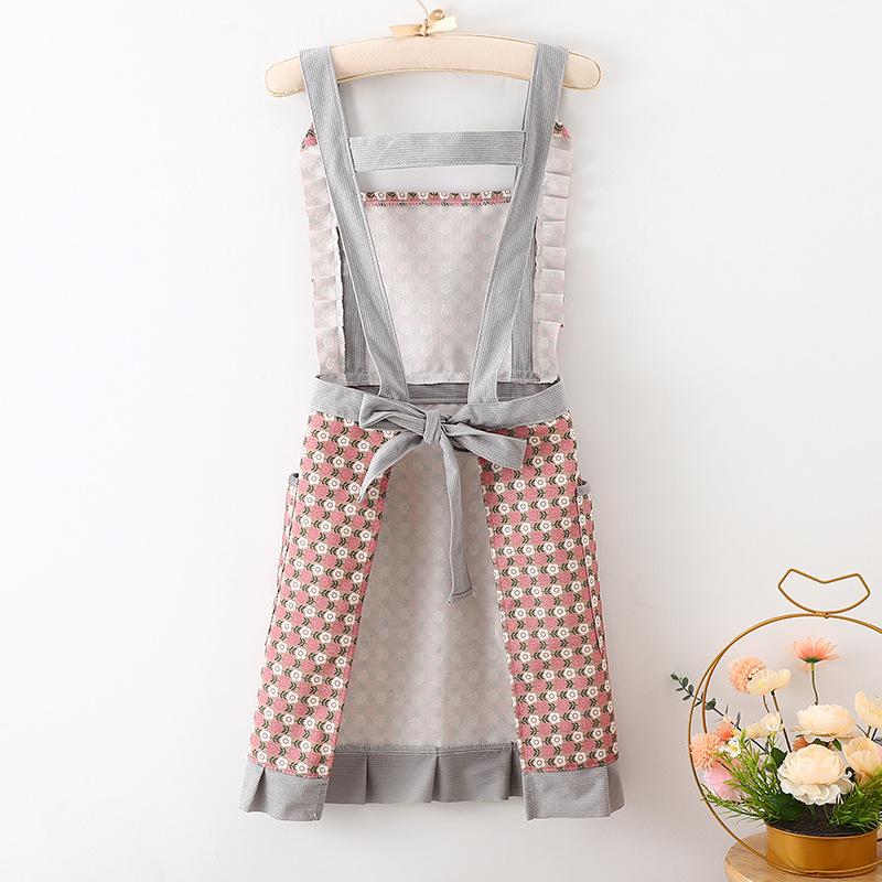 Fashion Princess Dress Double Pocket Anti-Stain Ladies Apron Kitchen Cooking Lace Cleaning Waist