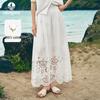 Women's Embroidered Cotton A-Line Midi Skirt