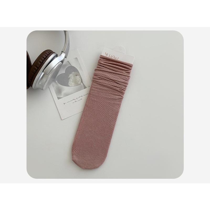 Pure Cotton Women's Summer Thin Pile Socks Solid Color Mid-calf Socks Oxygen Cotton Postpartum Socks Women's Long Socks
