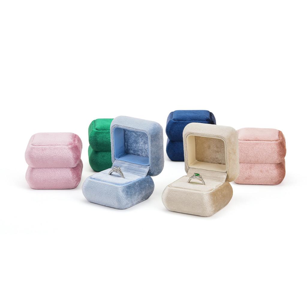 Velvet Ring Box With Rounded Edges For Jewelry Packaging Gift For Engagement
