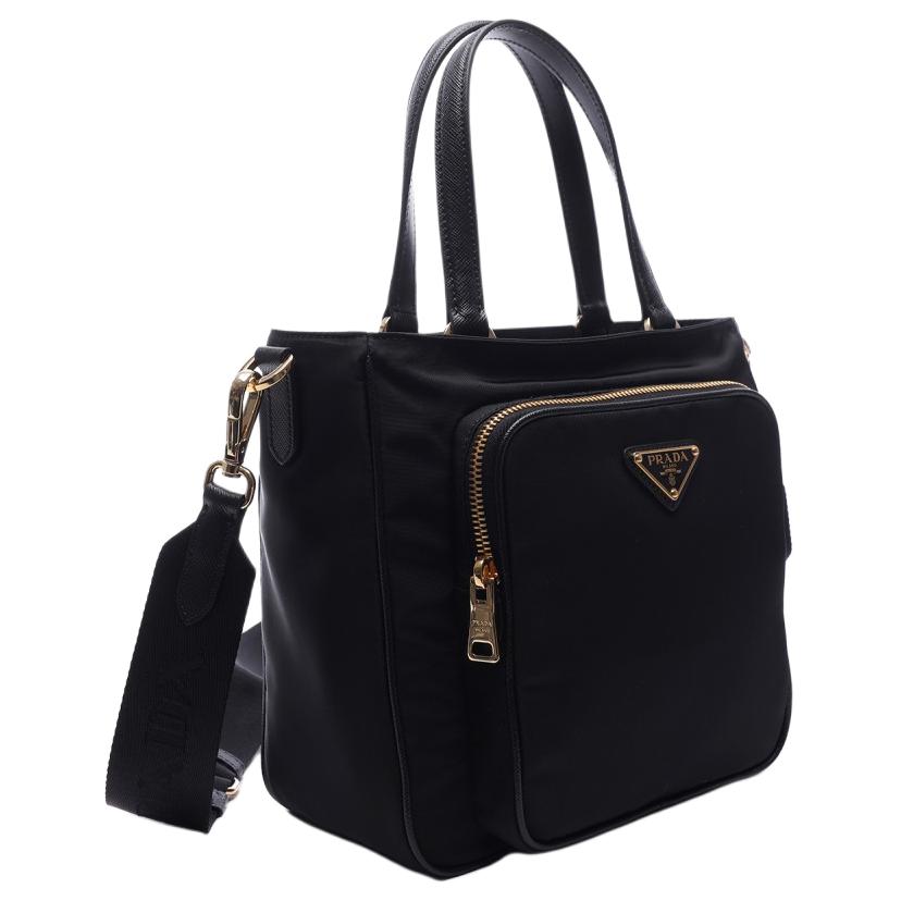 Prada Classic Triangle Logo Tote Bag Women Tote Bags Black 1BG308_ZMY_F0002_V_NOM