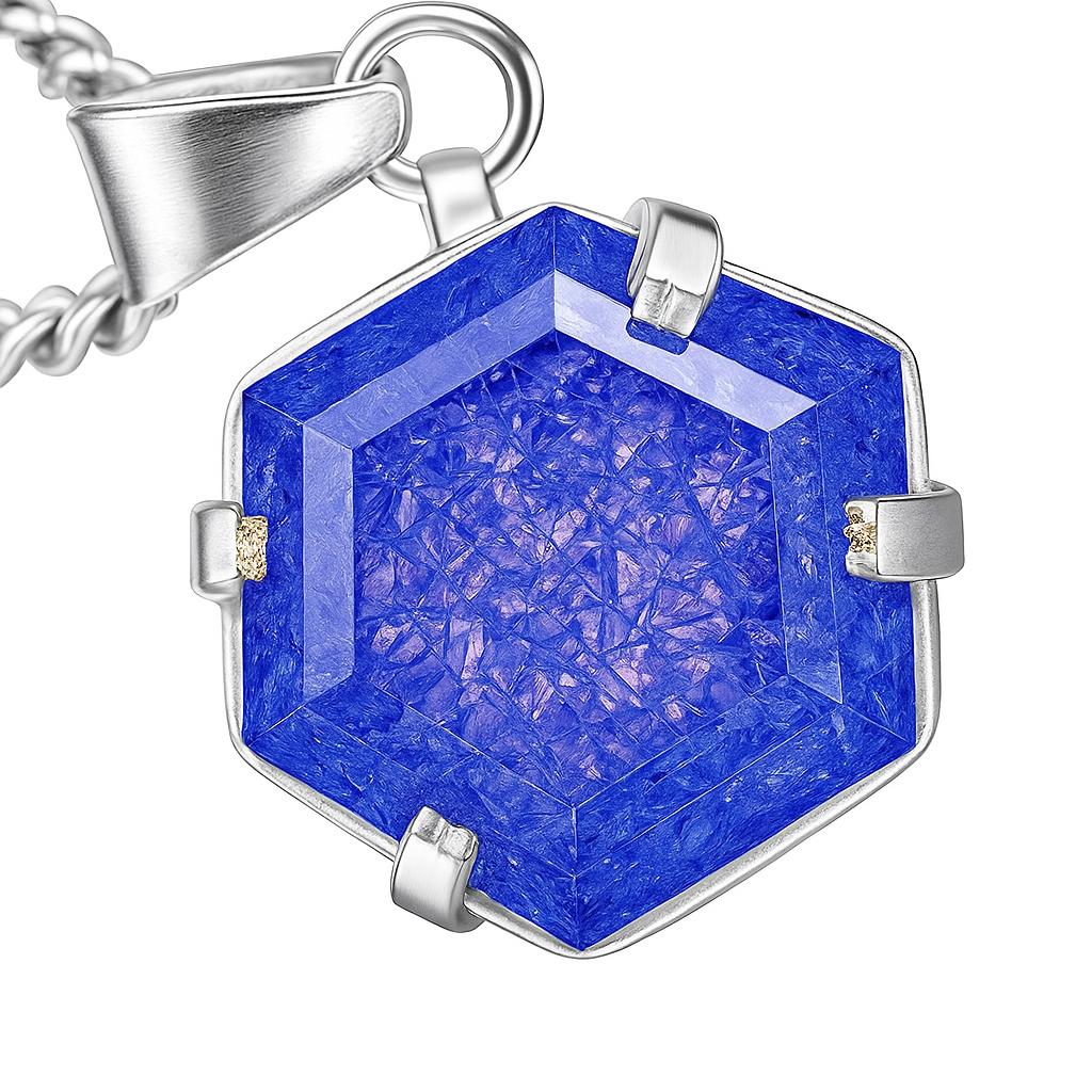 

925 CERTIFIED Sterling Silver Pendant 32 Ct Natural Purple Tanzanite Fancy Cut AI-124-NS 13.8 mm Approx. фіолетовий