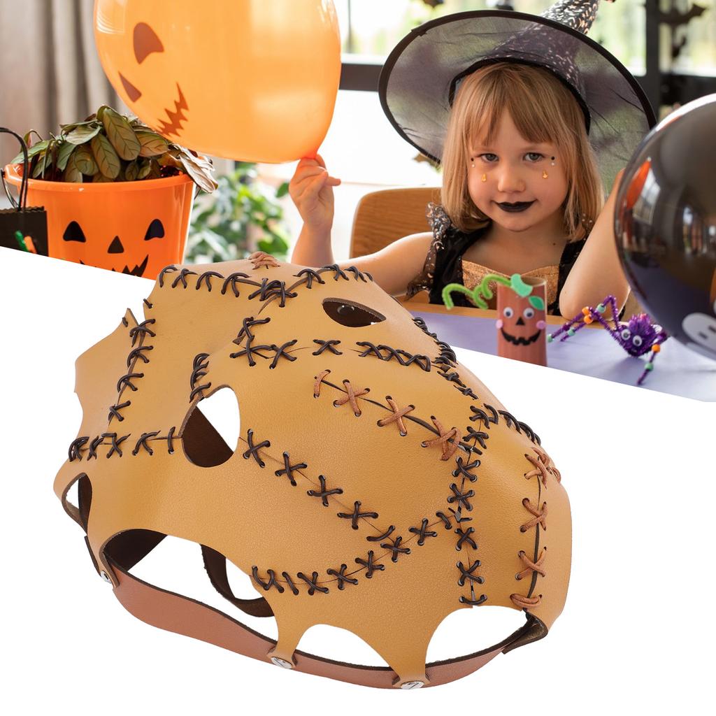 Hallowmas Scary Face Cover Innovative Fun Hand Crafted Safe Breathable PU Leather Face Cover for Fes
