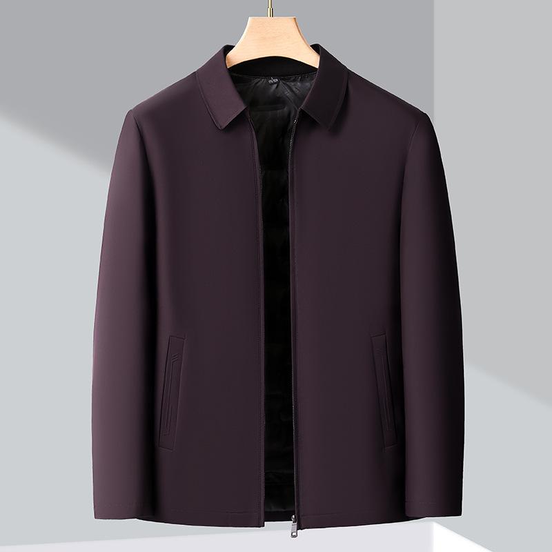 Middle-aged Daddy Jacket for Men Autumn and Winter New High-end Removable Down Liner Lapel Jacket for Business Men