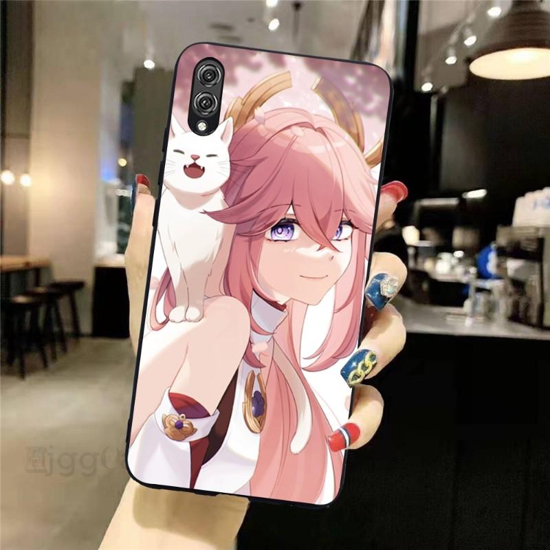 Genshin Impact Yae Miko Phone Case For Honor 70 50 20 7S X9 X8 X7 Magic 4 3 Pro Soft Black Phone Cover