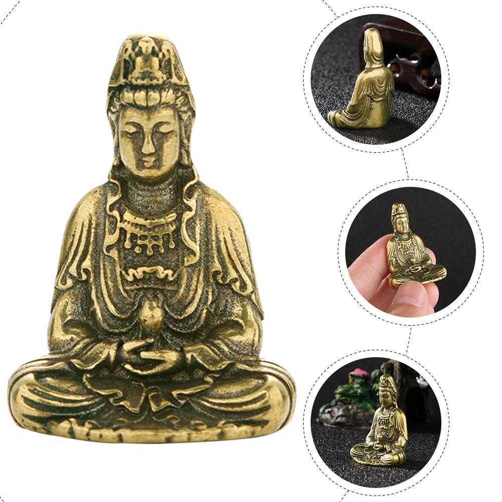 Elegant Simple Design Brass Avalokitesvara Statue Indoor Desktop Decoration Home Supplies Buddhist Tabletop Ornament
