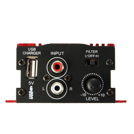 500W 12V Mini Stereo Audio Power 2CH HiFi Amplifier Car MP3 Speaker Portable