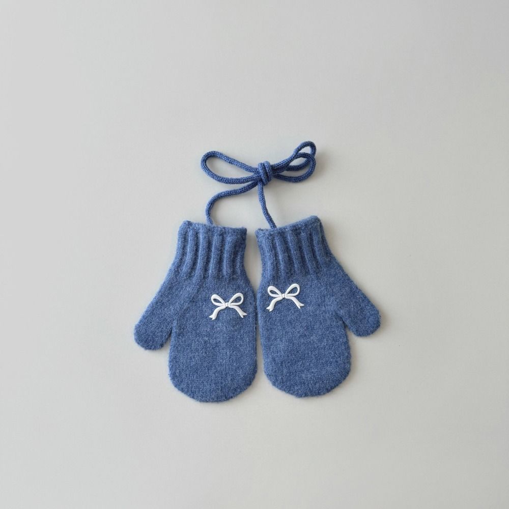 Solid Color Knit Gloves Autumn Winter Hanging Neck Gloves New Children Mittens for Children