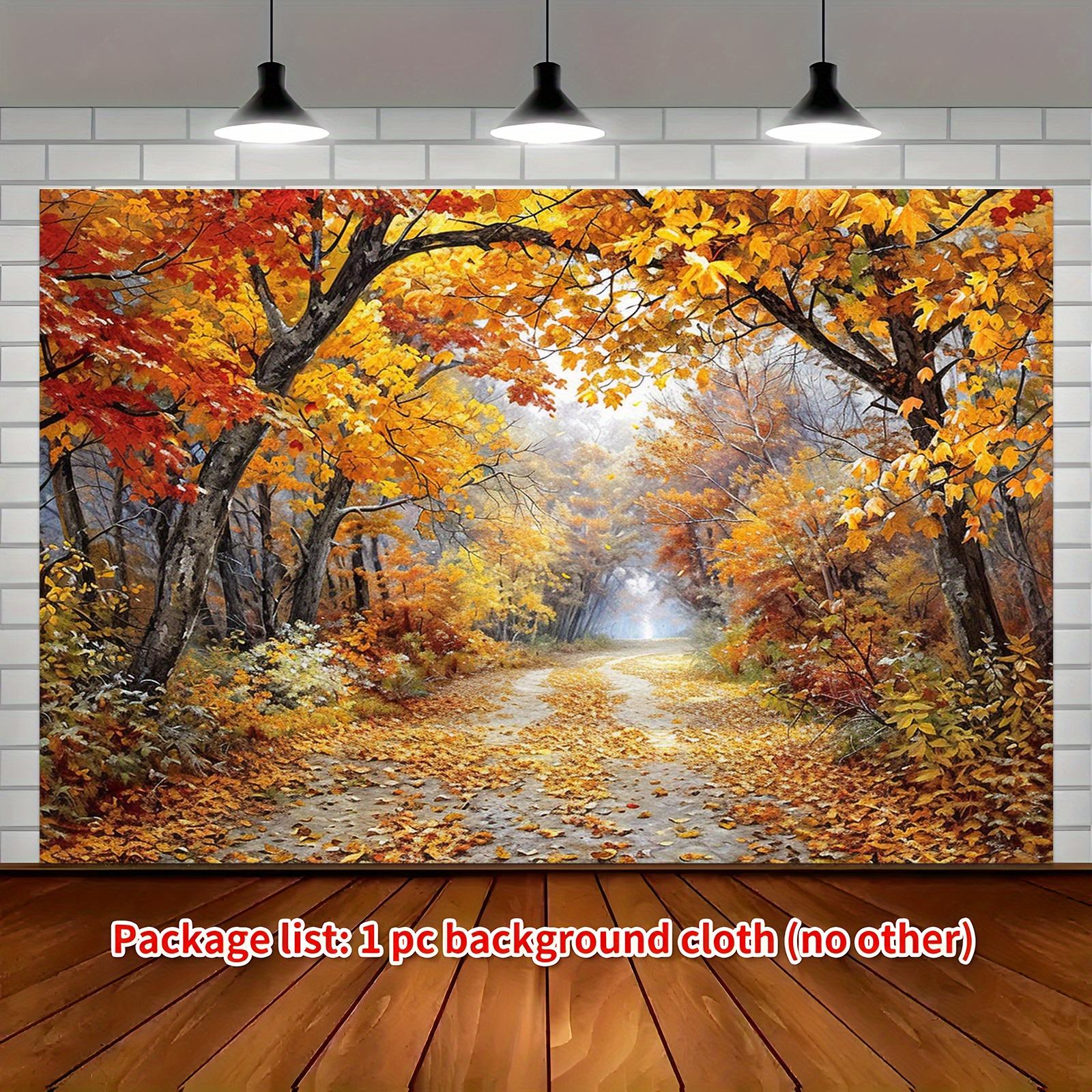 1 piece of autumn forest path fallen leaves landscape photography backdrop  party banner 150X100