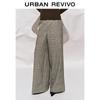 UR Women's Khaki Plaid Wide-Leg Trousers