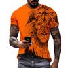 Summer Round Neck 3D Lion Pattern Print Top Fashionable Casual Short Sleeved Men's T-shirts