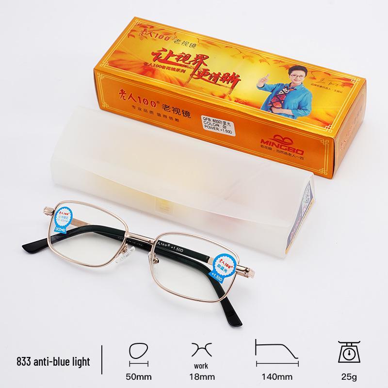 

Stylish High-Definition Metal Reading Glasses with Anti-Blue Light for Men and Seniors 200