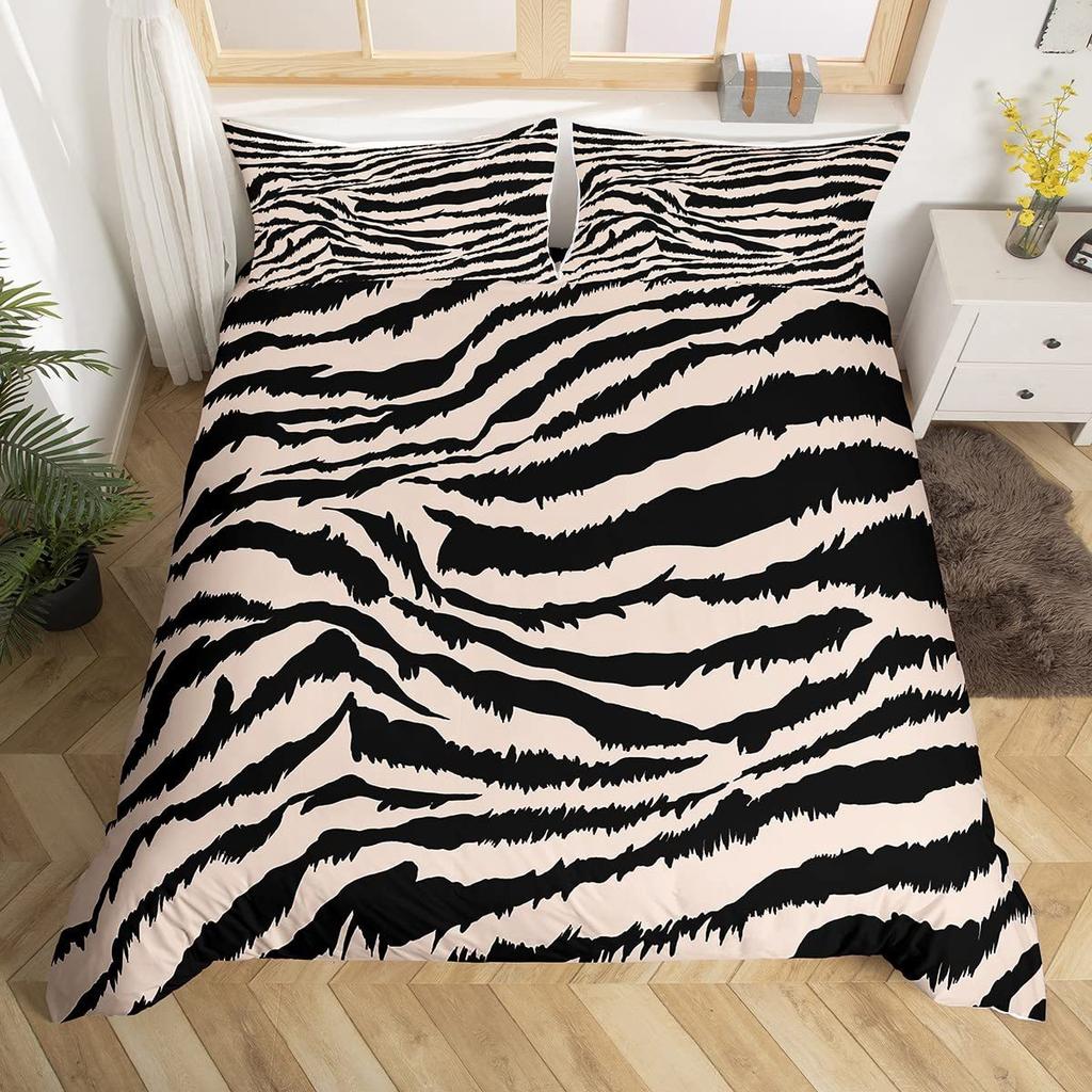 Zebra Striped Quilt Cover Black And White Geometric Bedding Duvet Cover Set Wild Animal Three-Piece Set