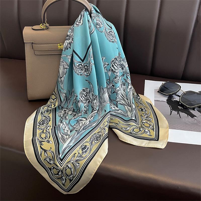 New Women's Scarf, 70cm Square Printed Chiffon Scarf, Outdoor Scarf, Small Soft Headscar