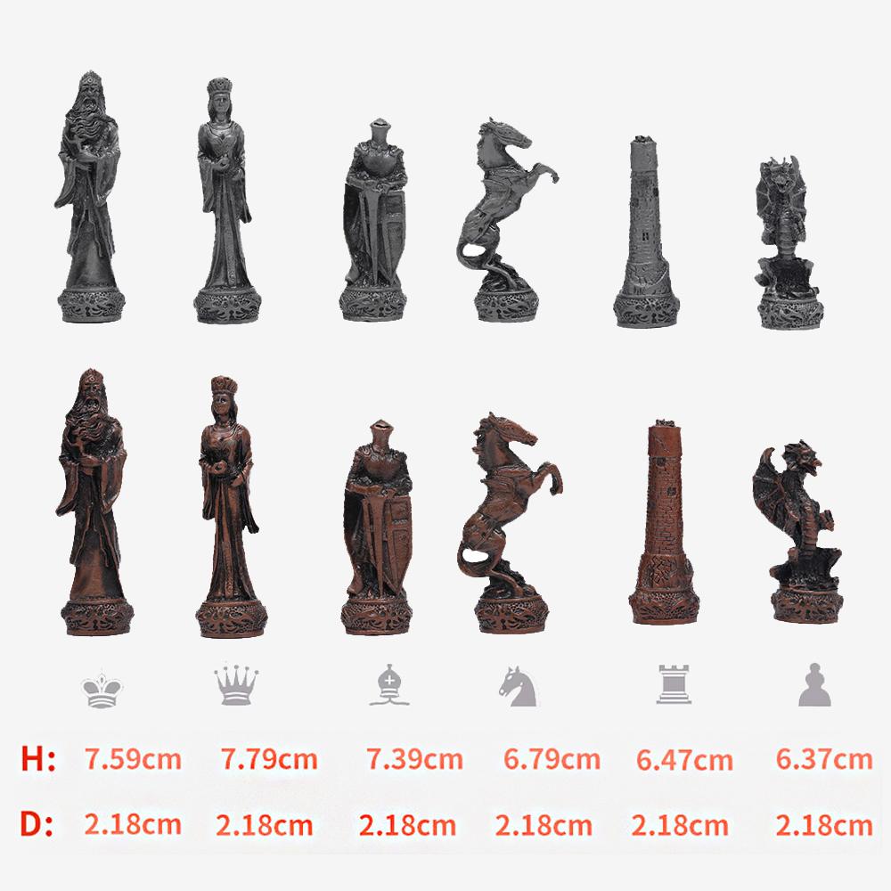 Metal Theme Chess Luxury Knight Table Game Entertainment Toy Leather Board Set Gift Dragon Soldier Theme Sports