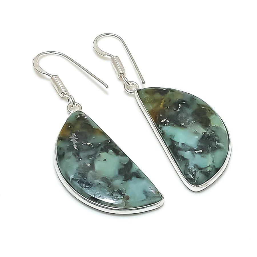 

Natural Tibetan Turquoise 925 Sterling Silver Jewelry Earring 1.97 AE-12267