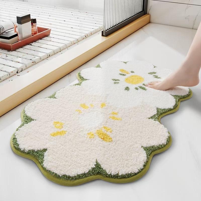 Cartoon Flower Carpet Living Room Bedroom Dirt Resistant Carpet Irregular Foot Pad