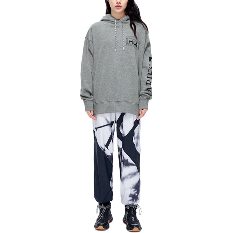 FILA X ARIES Logo Print Casual Hoodie Unisex Hoodies Gray T11U218209F-MG