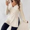 Plus Size Women's Fall New Long Sleeve Solid V-Neck Casual Home Top